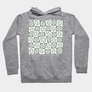 Sage Green Wavy Floral Checkers Hoodie